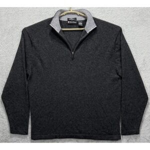 Daniel Bishop Sweater Mens XXL Charcoal Gray 100% Cashmere Quarter Zip Pullover